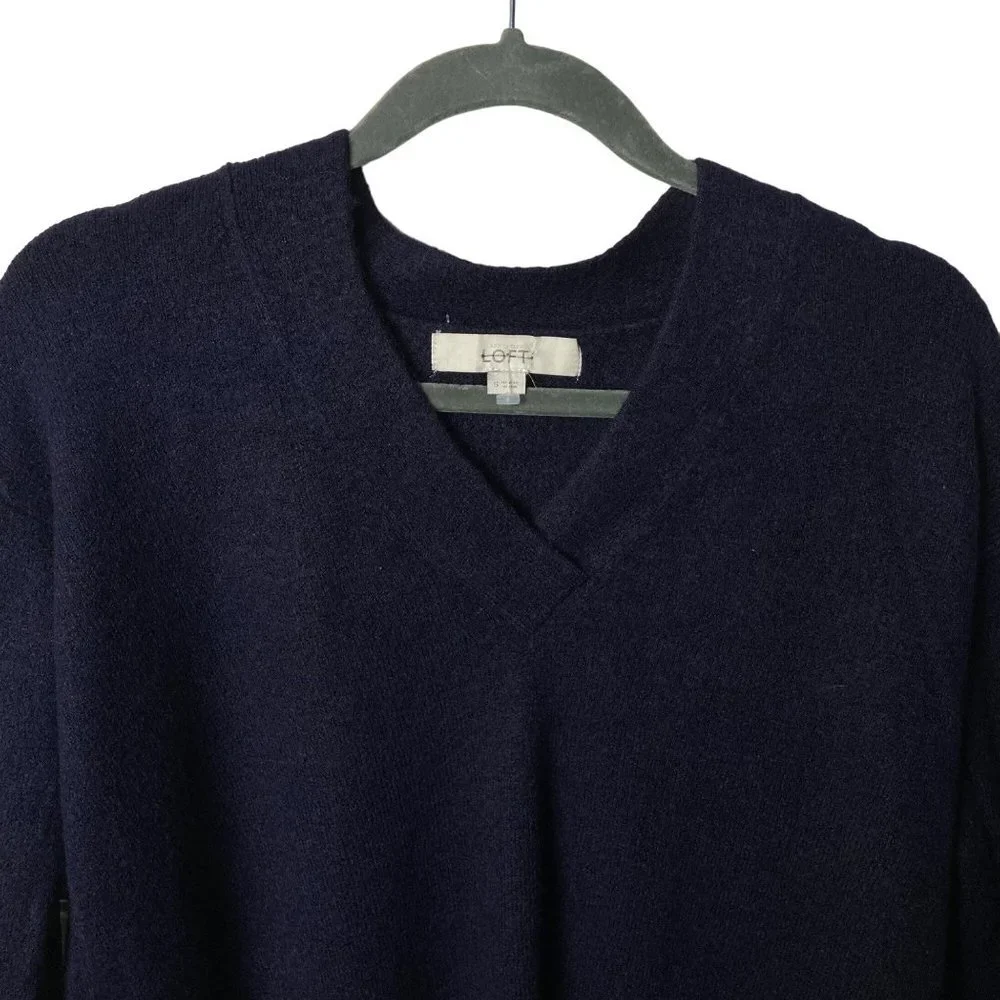 Ann Taylor Loft Women Deep Purple V-Neck Long Sleeve Pullover Sweater Size Small